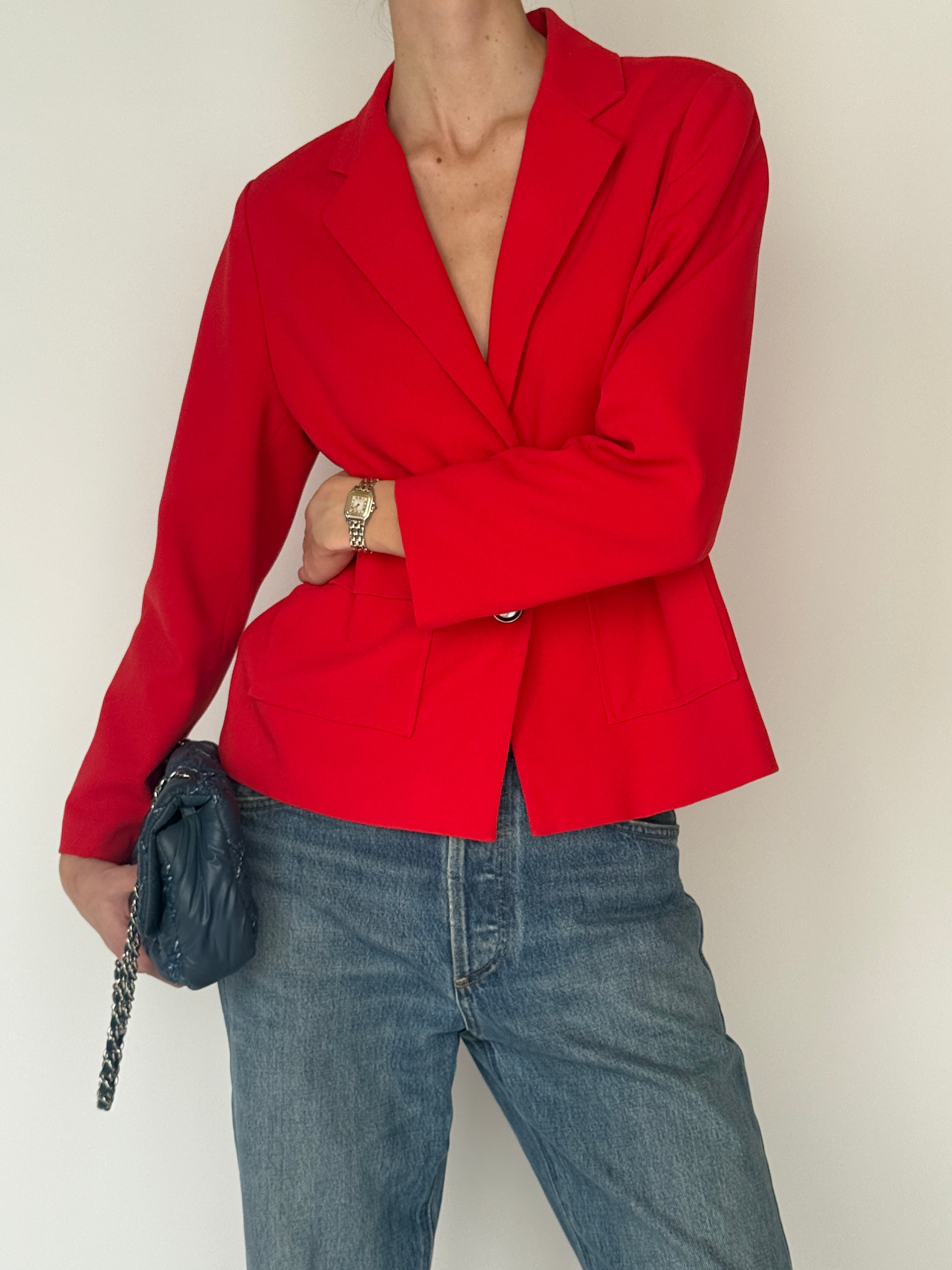 Vintage red cropped blazer front view
