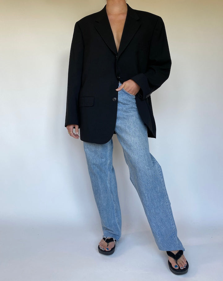 VINTAGE BLACK WOOL BLAZER 3126