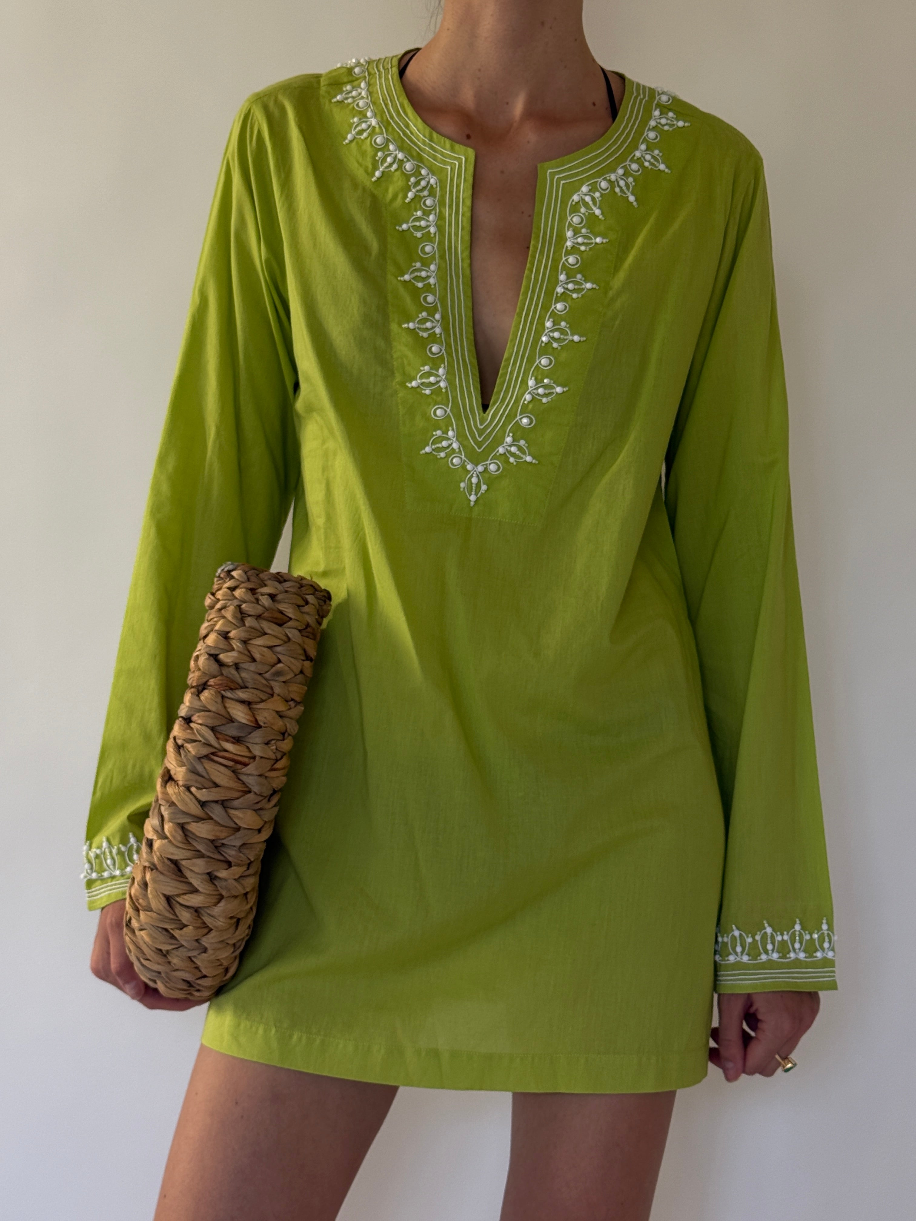 Vintage Michael Kors Swim lime green swim cover-up front view