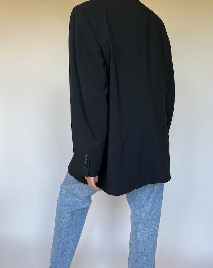 VINTAGE BLACK WOOL BLAZER 3126