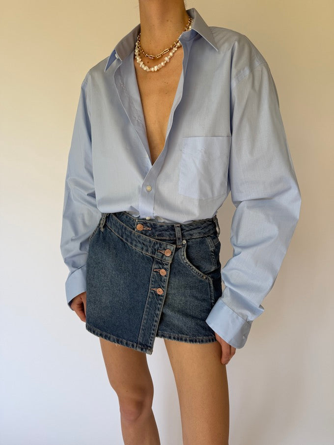 Vintage button-up shirt blue 6175