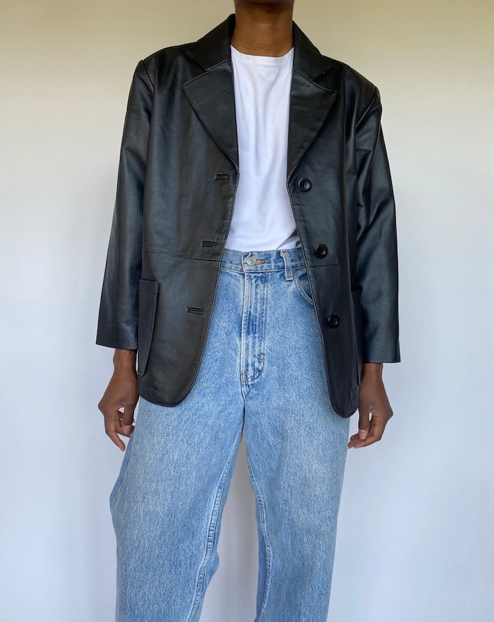 VINTAGE BLACK LEATHER JACKET 3583