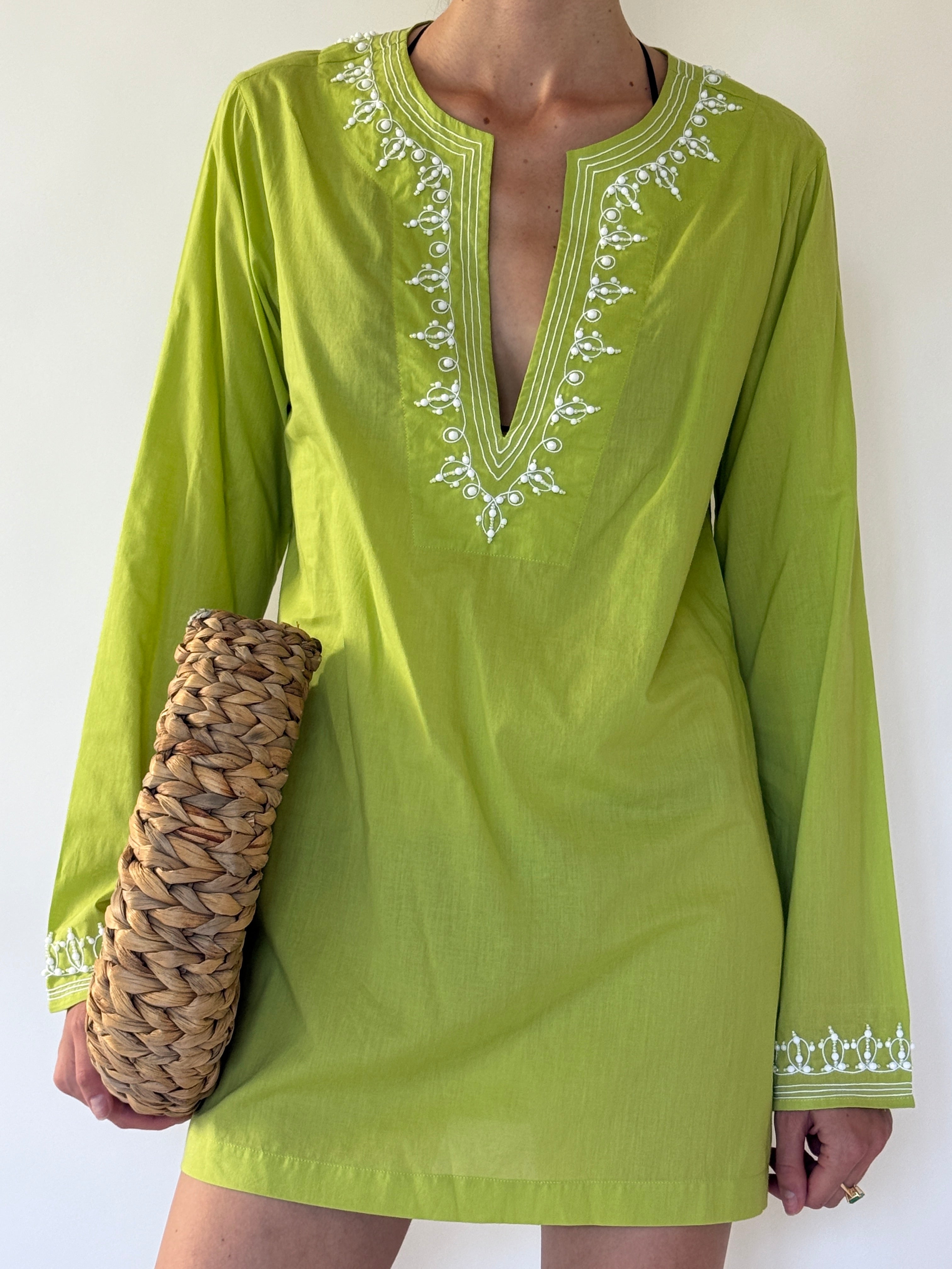 Vintage Michael Kors Swim lime green swim cover-up front view