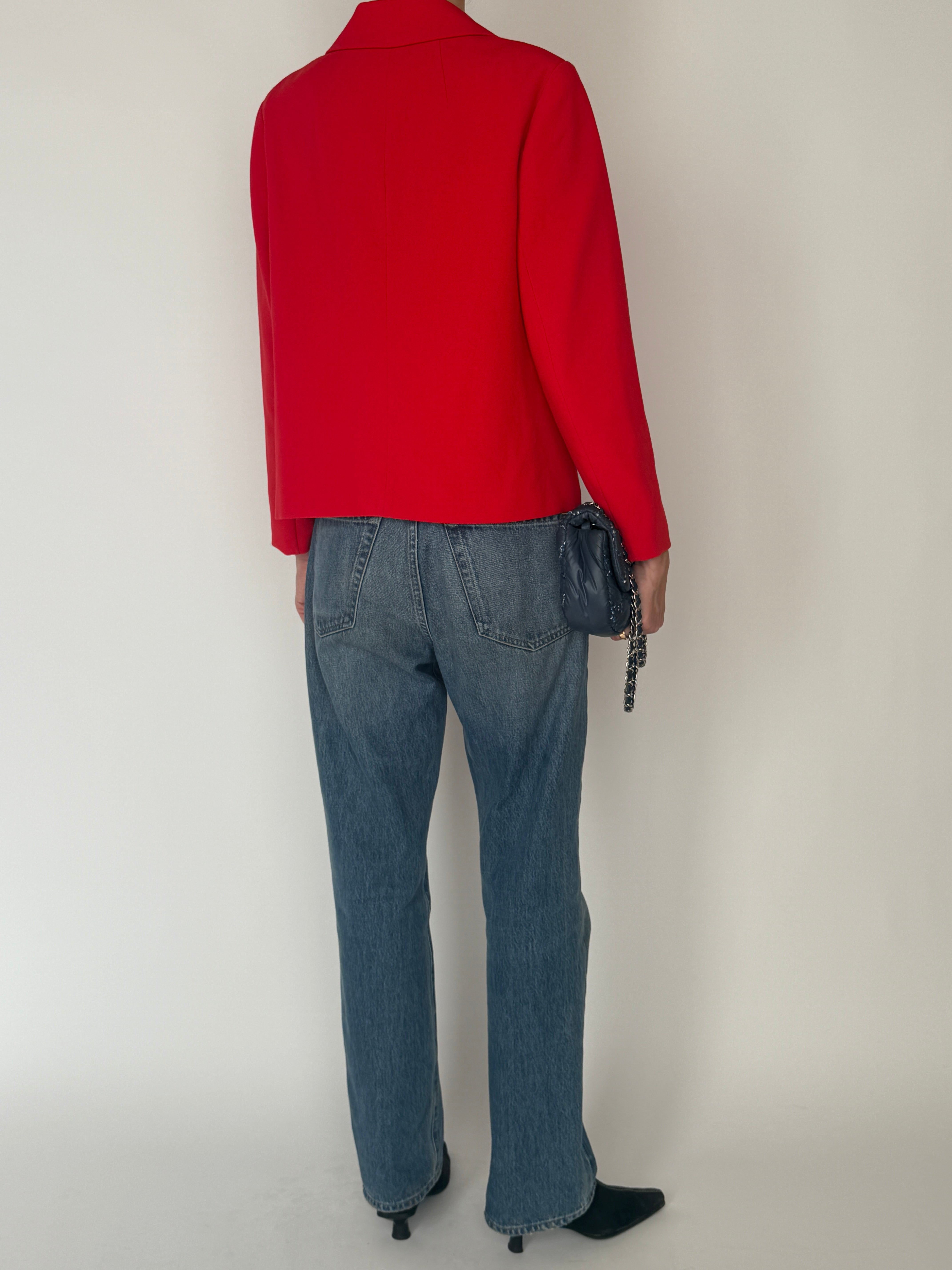 Vintage red cropped blazer back view