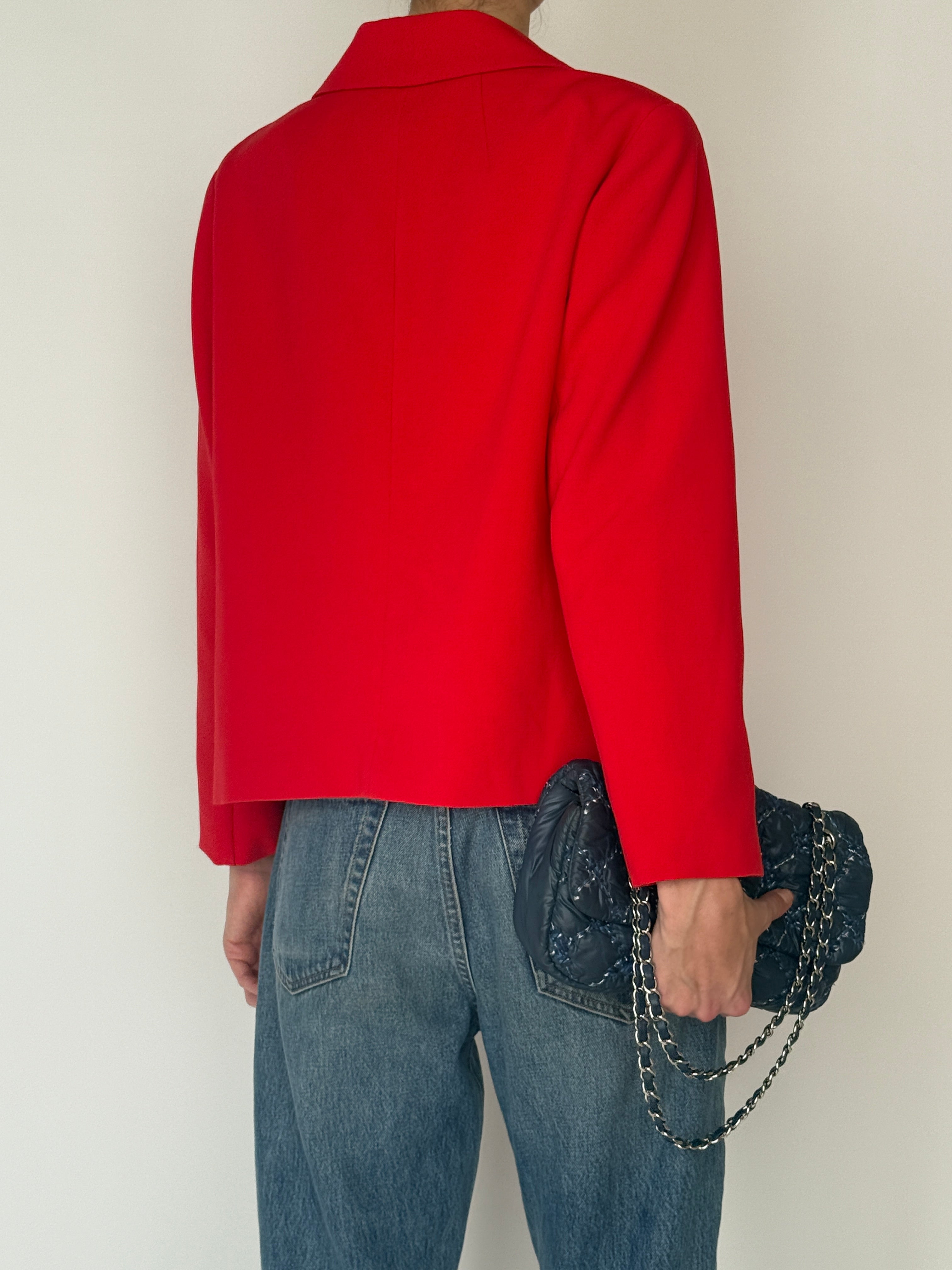 Vintage red cropped blazer back view