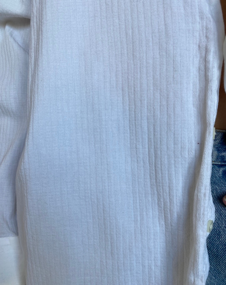 VINTAGE OVERSIZED WHITE STRIPED COTTON SHIRT 3128