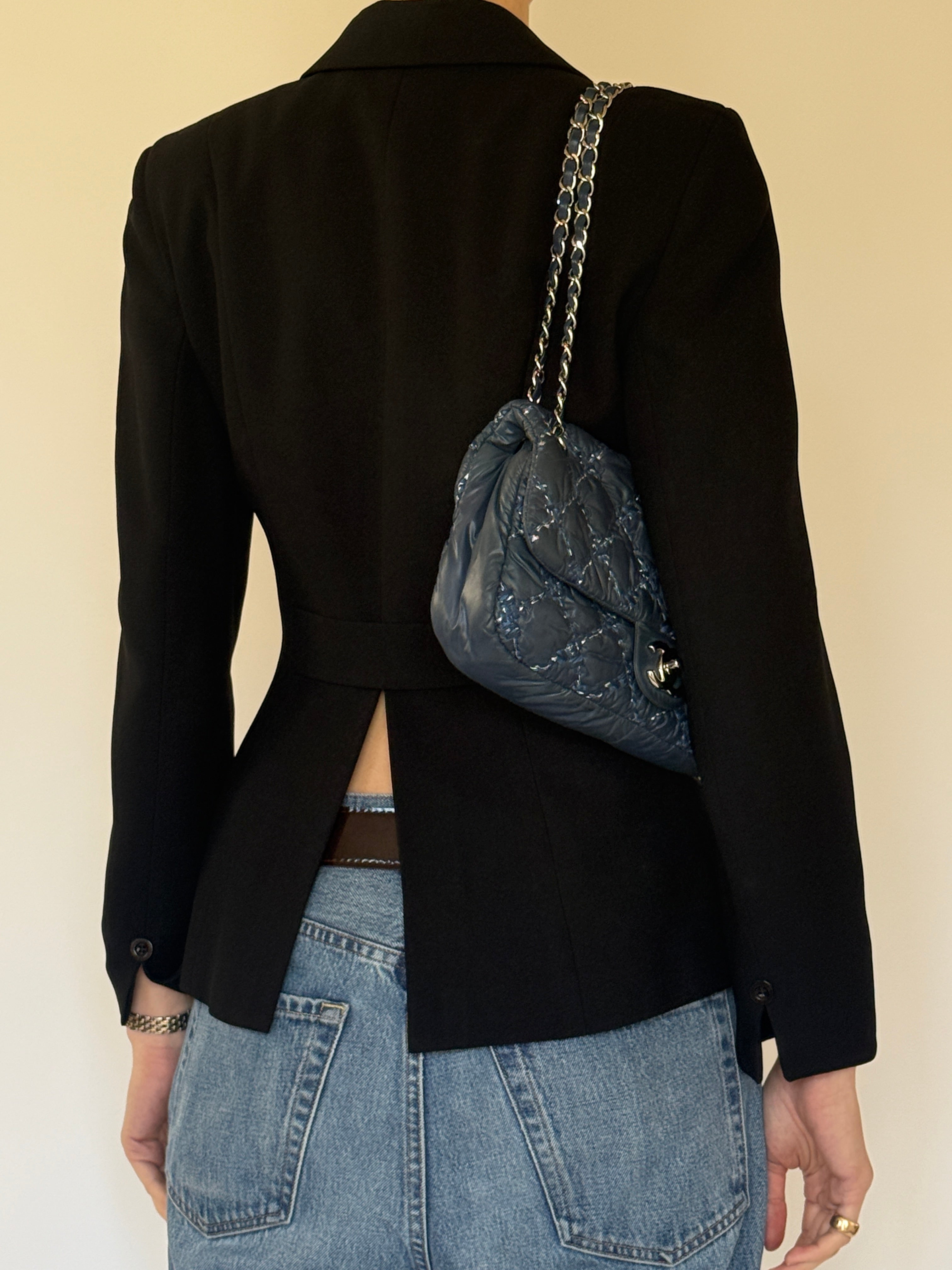 Vintage black fitted blazer back view
