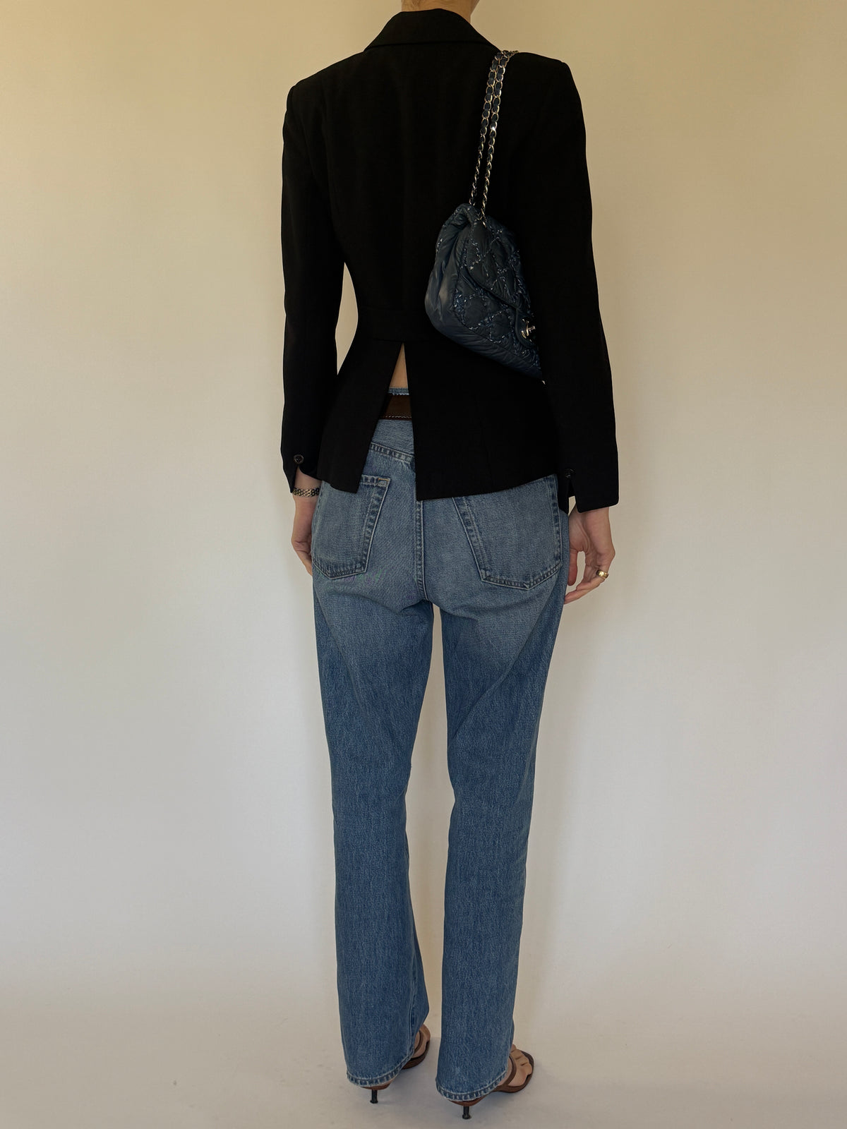 Vintage black fitted blazer back view