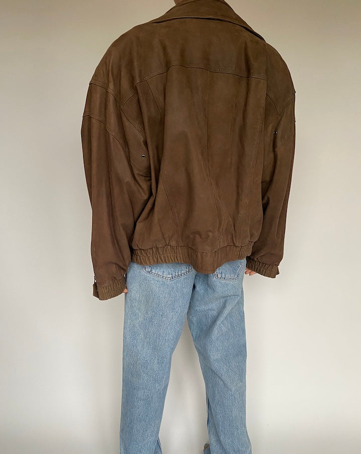 VINTAGE BROWN OVERSIZED LEATHER JACKET 2616