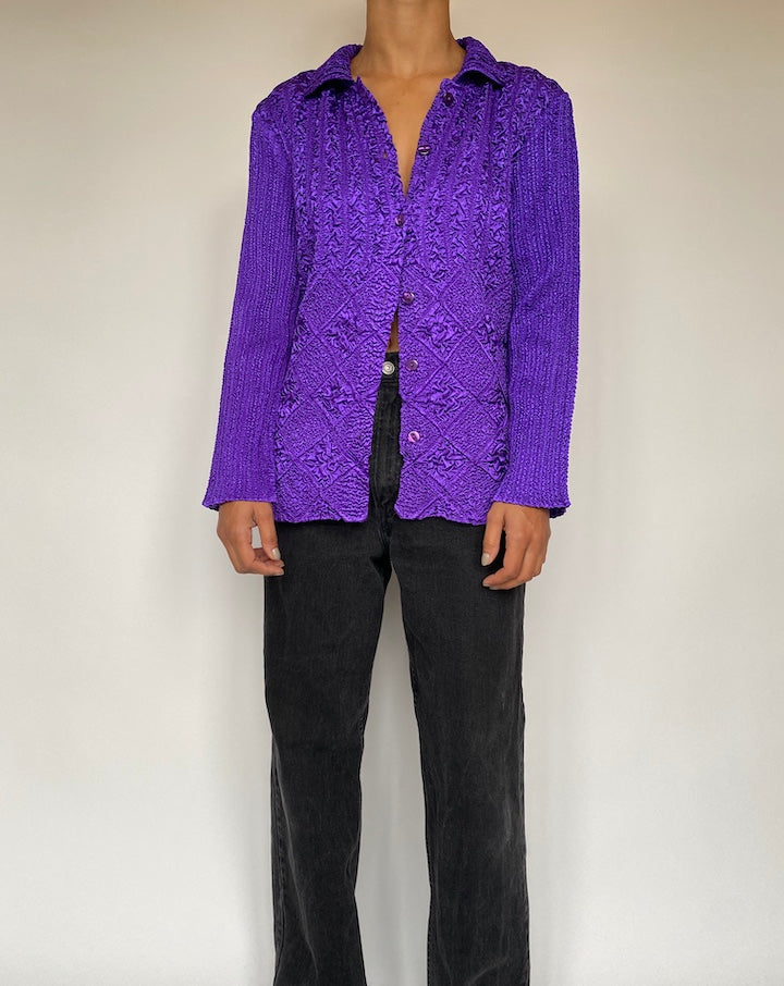VINTAGE PURPLE BUTTON DOWN LONG SLEEVE BLOUSE 1917