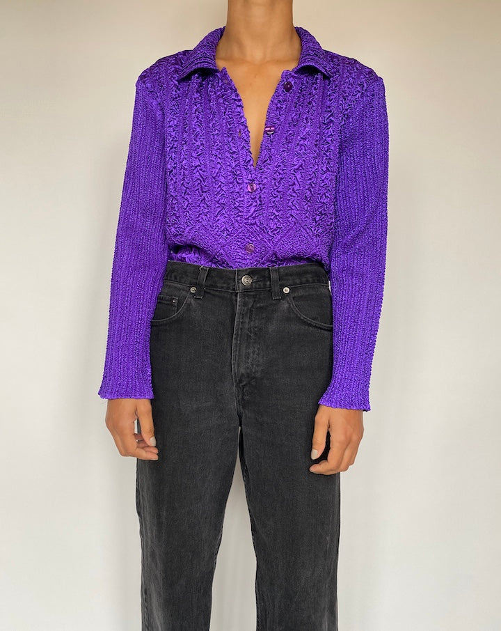 VINTAGE PURPLE BUTTON DOWN LONG SLEEVE BLOUSE 1917