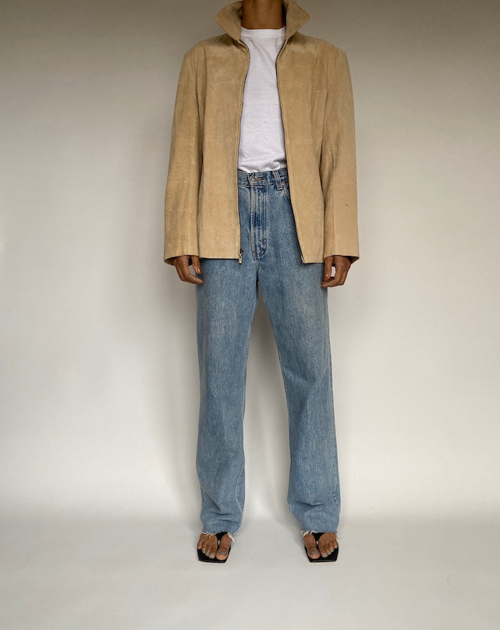 VINTAGE BEIGE SUEDE LEATHER JACKET 2620