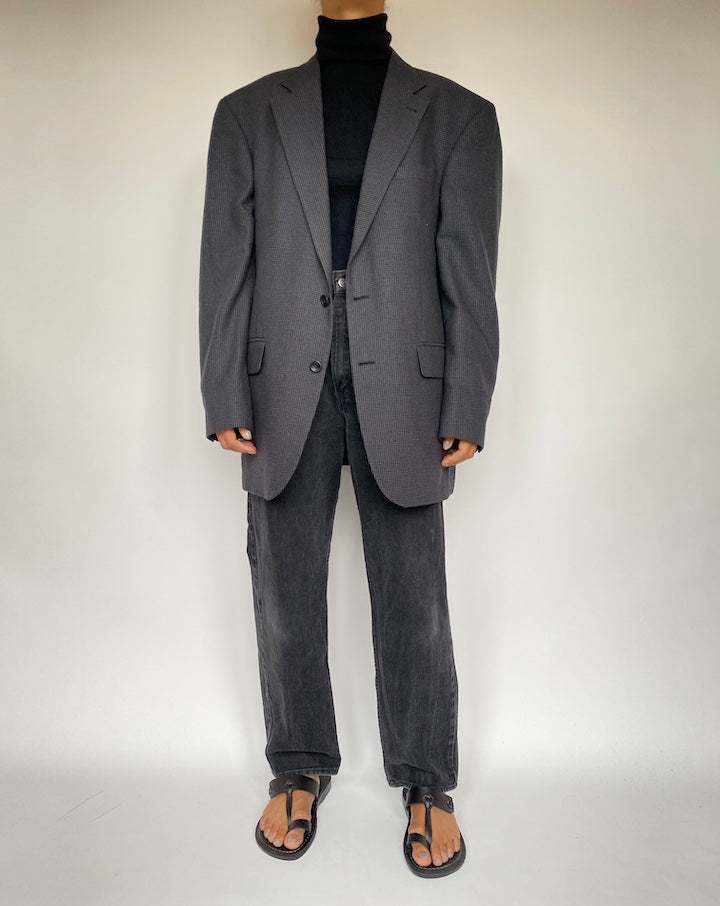 VINTAGE SINGLE BREASTED GREY AND BLACK BLAZER 1920