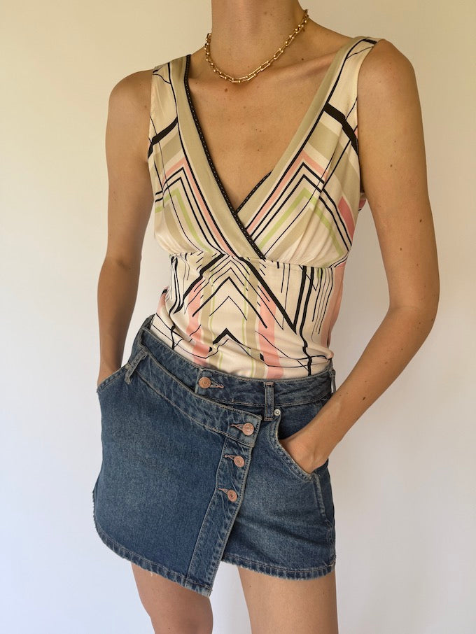 Vintage Multi-Colored Silk Top 5867