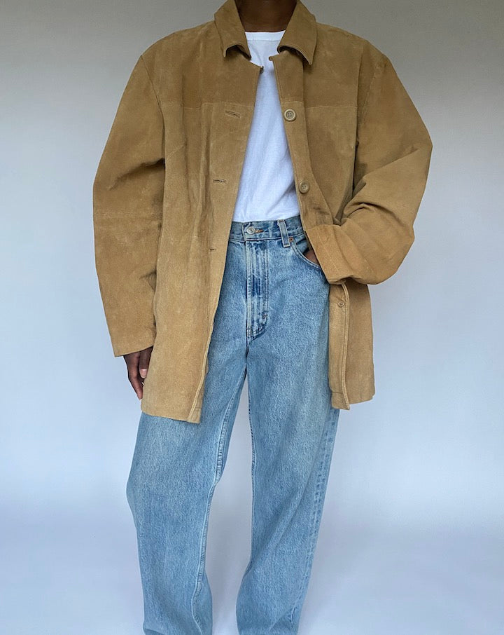 VINTAGE BEIGE SUEDE LEATHER JACKET 4880