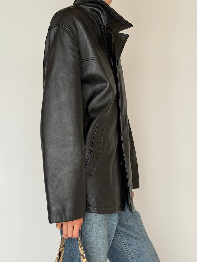 Vintage Leather Jacket Black 6474