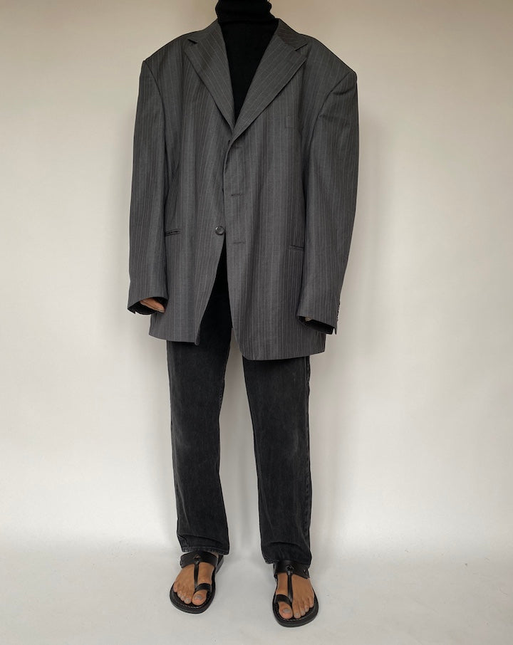 VINTAGE GREY PINSTRIPED SINGLE BREASTED BLAZER 1922