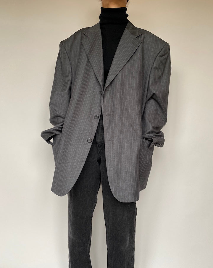 VINTAGE GREY PINSTRIPED SINGLE BREASTED BLAZER 1922