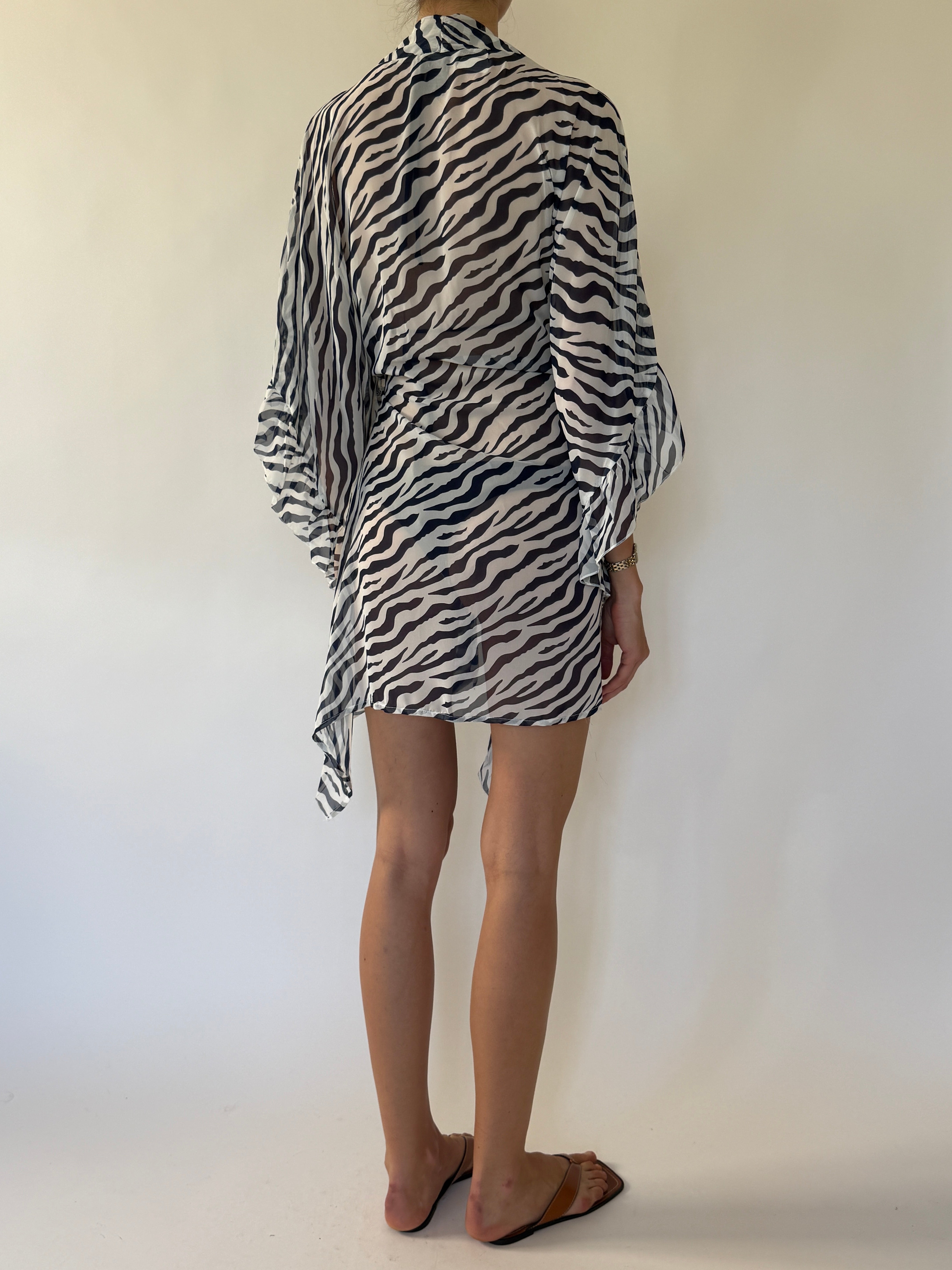 Vintage zebra print swim cover-up back view