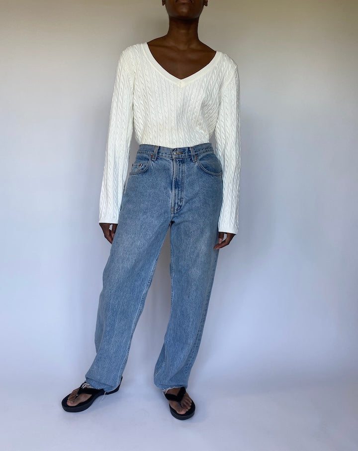 VINTAGE LONG SLEEVE V-NECK TOP 3590