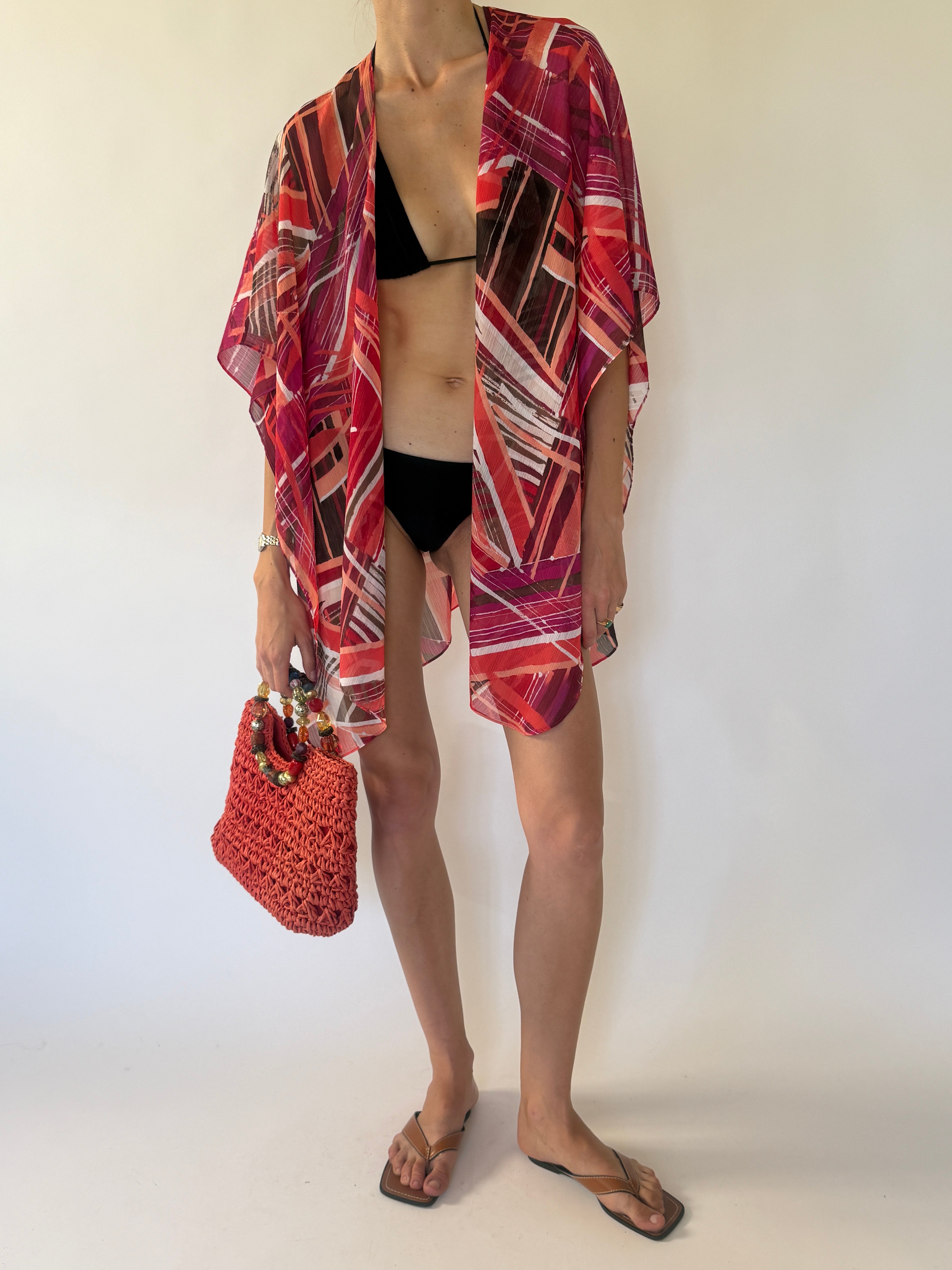 Vintage sheer kimono cover-up full-length view