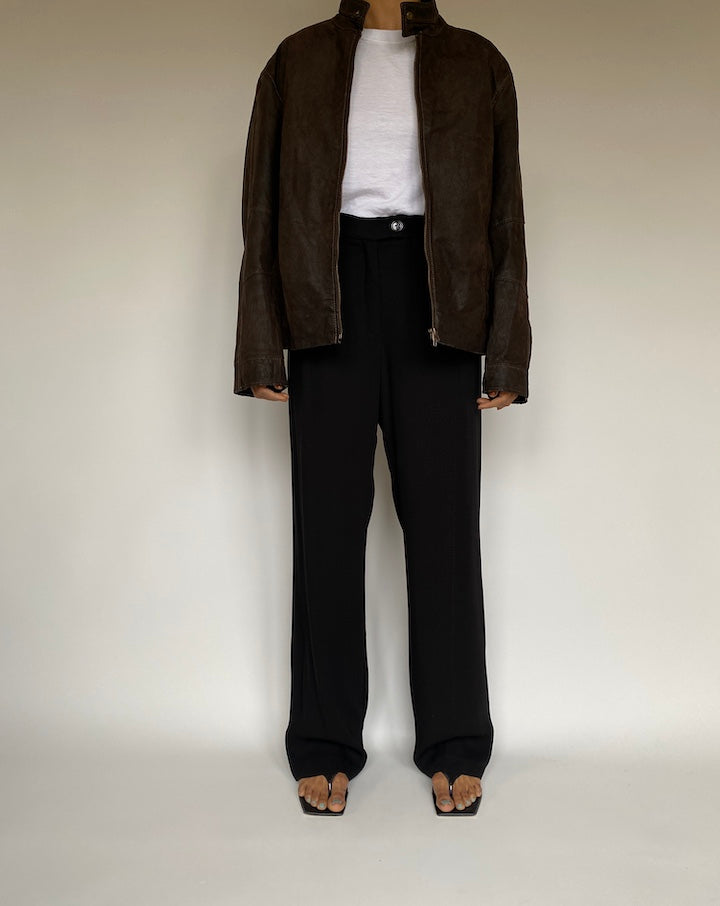 VINTAGE DARK BROWN OVERSIZED LEATHER JACKET 2624