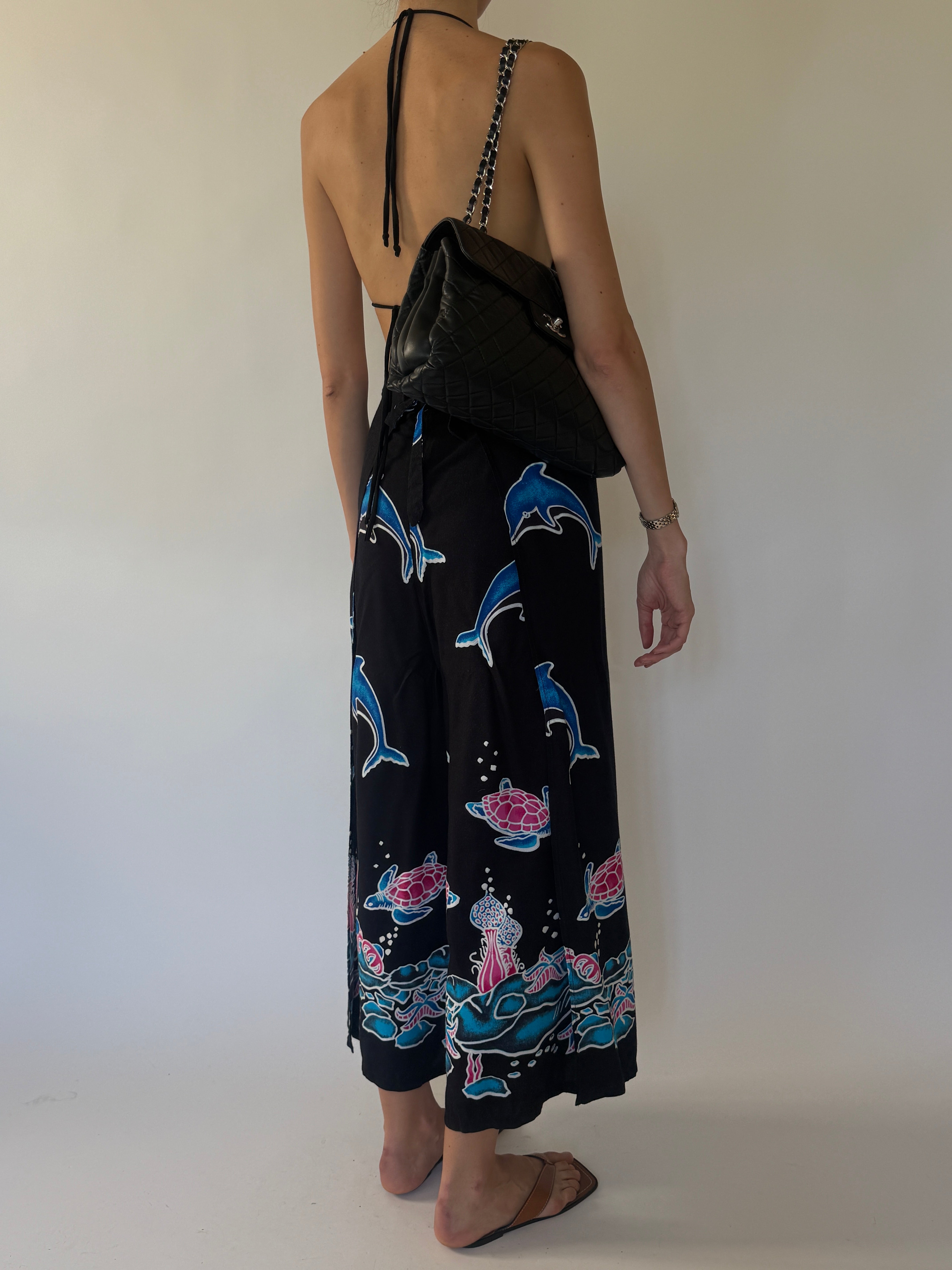 Vintage black wrap pants back view
