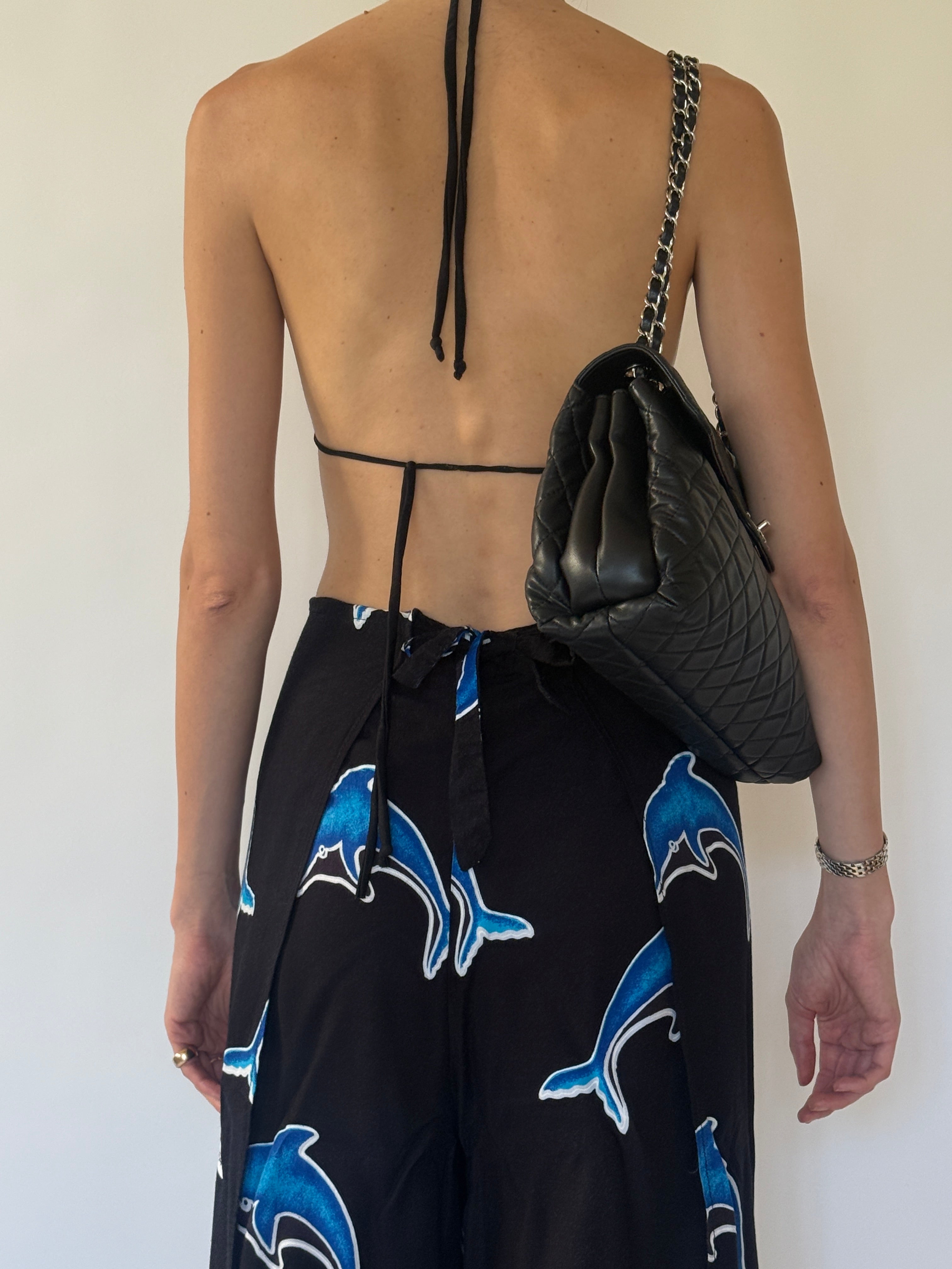 Vintage black wrap pants back view