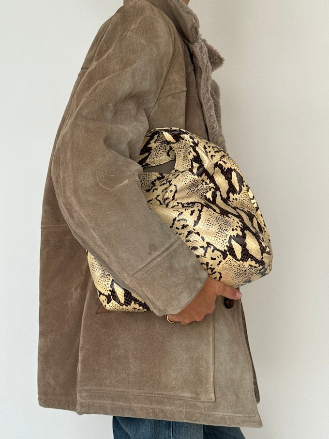 Vintage Shearling Suede Coat Taupe 6465