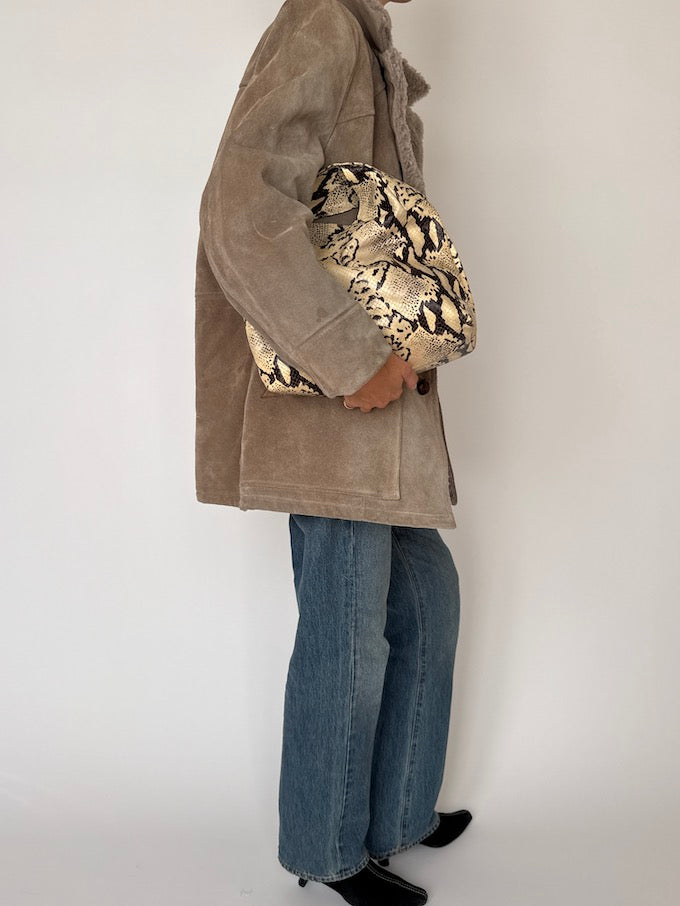 Vintage Shearling Suede Coat Taupe 6465