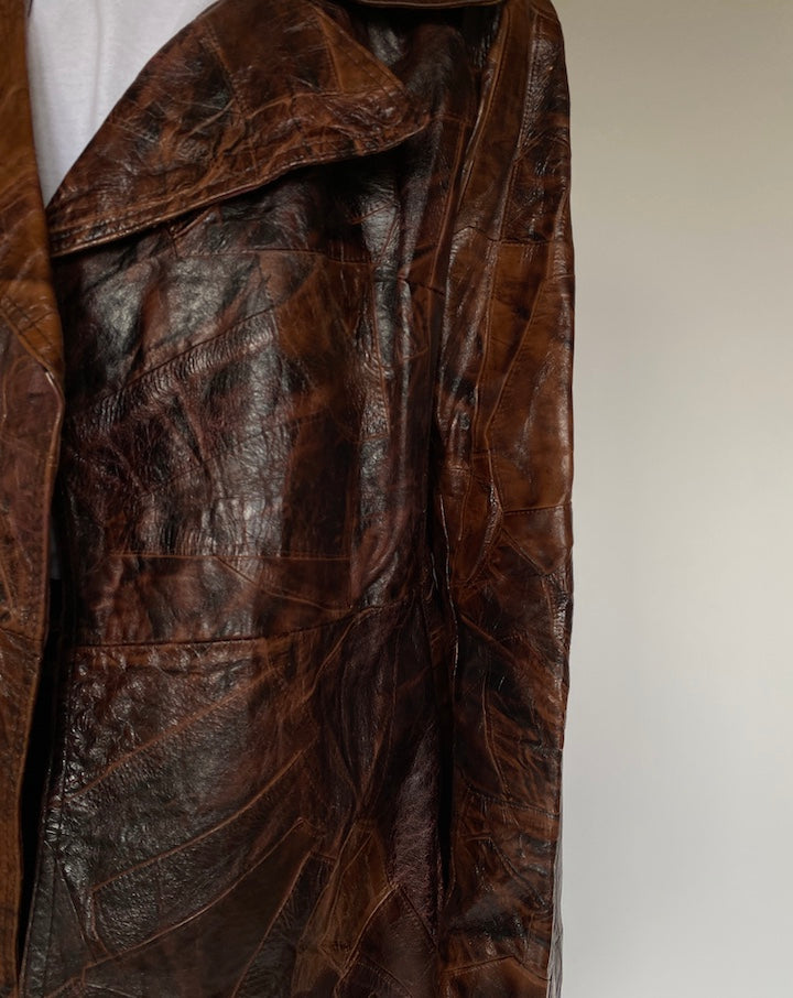 VINTAGE BROWN TONED LEATHER TRENCH COAT 2626