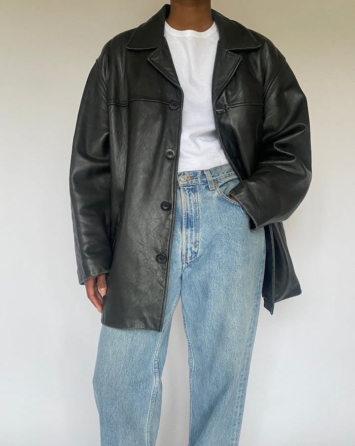 VINTAGE BLACK LEATHER JACKET 4861