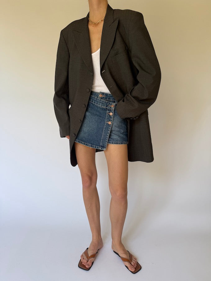 Vintage Long Brown Striped Blazer 5773