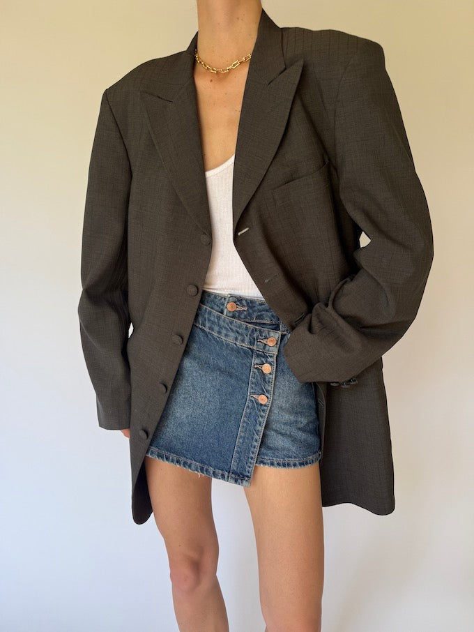 Vintage Long Brown Striped Blazer 5773