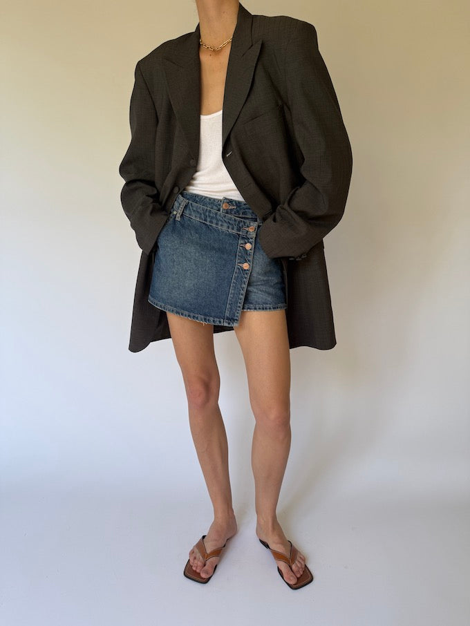 Vintage Long Brown Striped Blazer 5773
