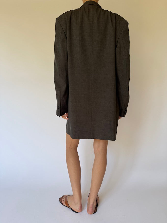 Vintage Long Brown Striped Blazer 5773