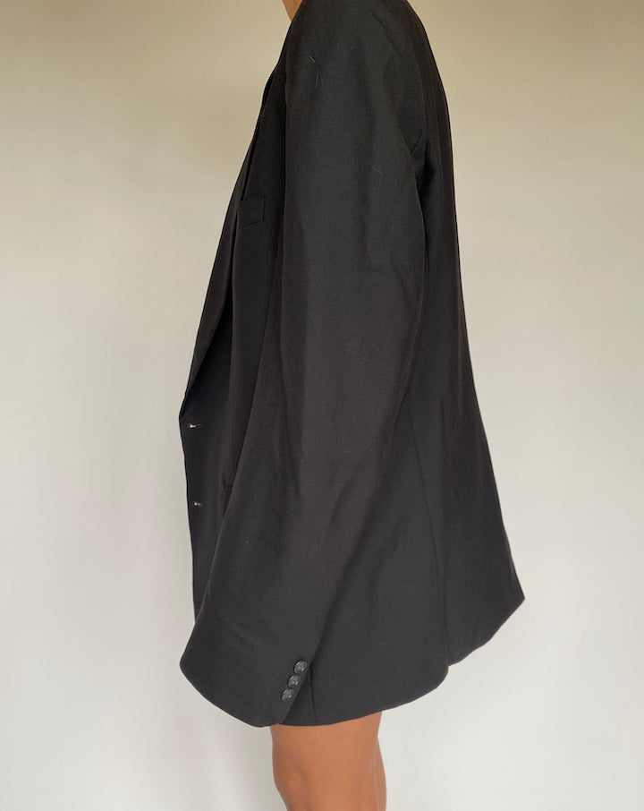 VINTAGE BLACK OVERSIZED SINGLE BREASTED BLAZER 2630