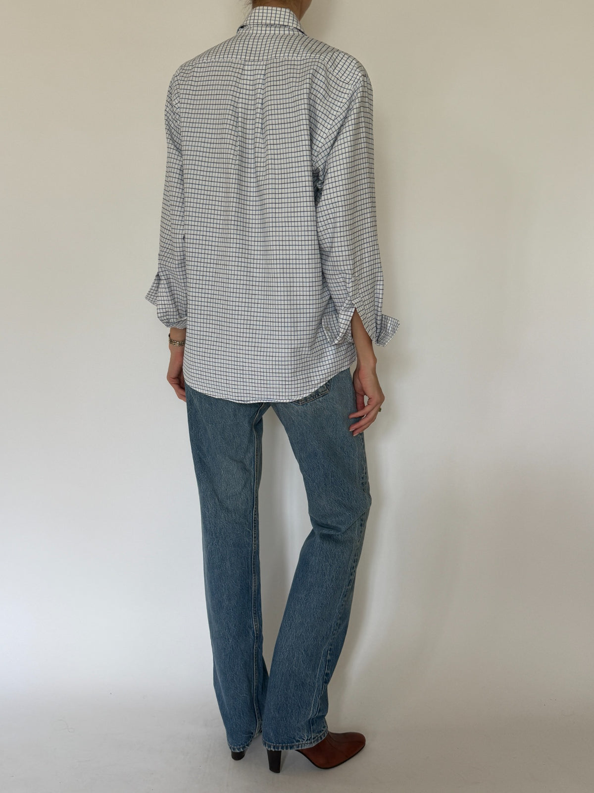 Vintage L.L.Bean blue check shirt image 3