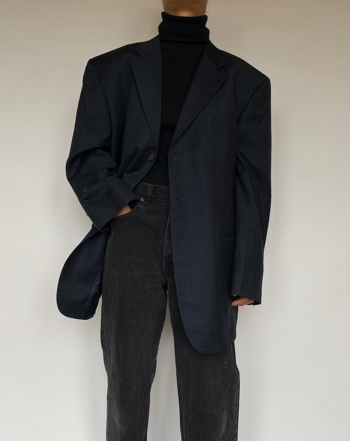 VINTAGE NAVY CHECKED BLAZER 1937