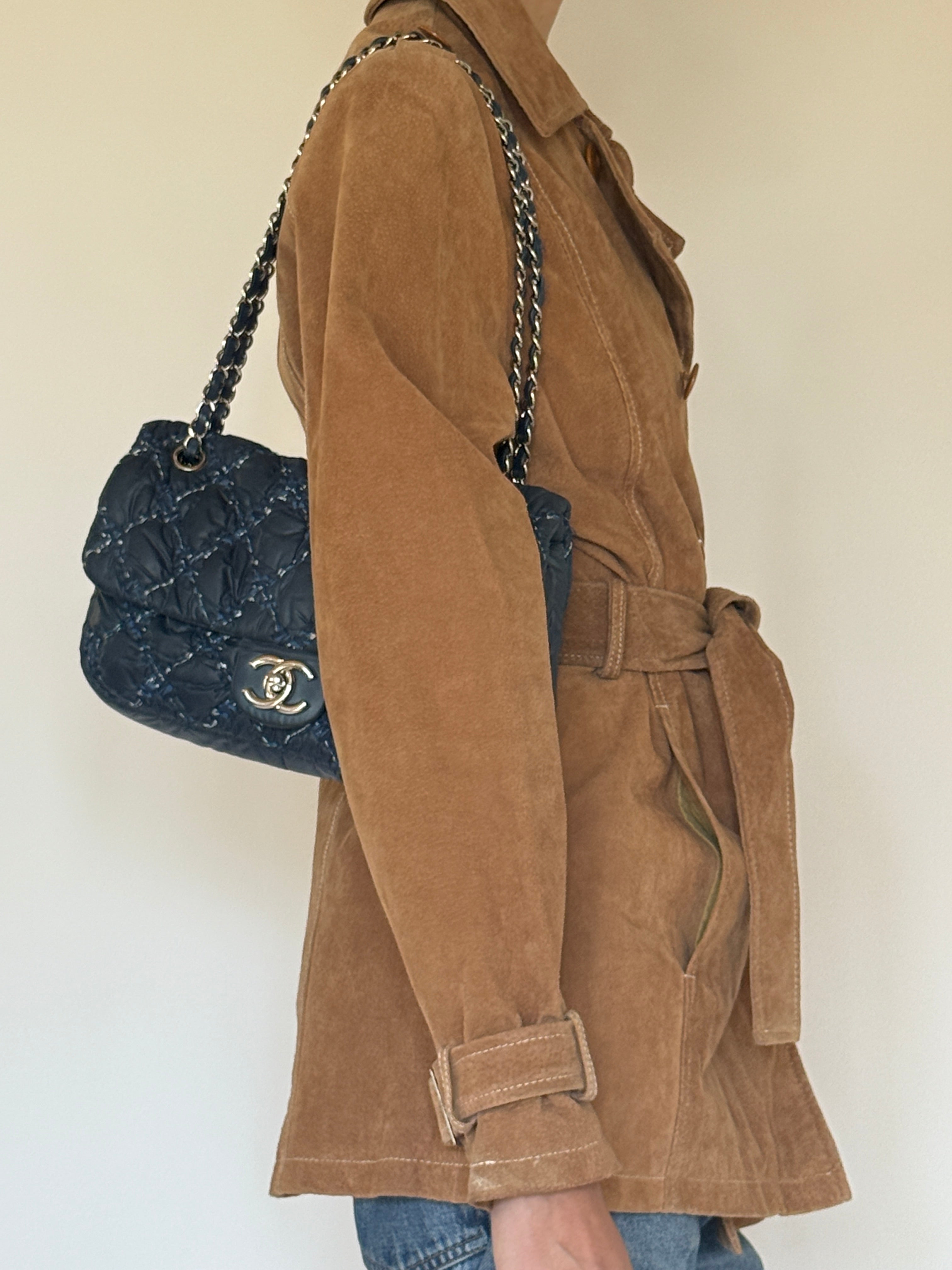 Vintage camel suede belted double-breasted jacket side view