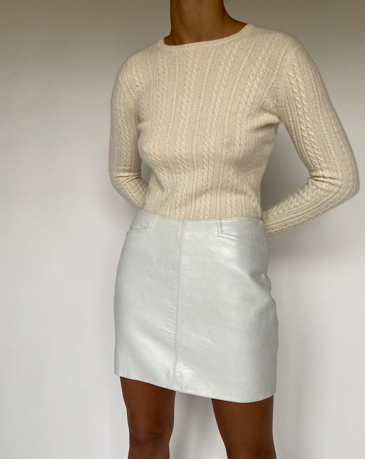 VINTAGE CREAM BRAIDED CASHMERE SWEATER 2631