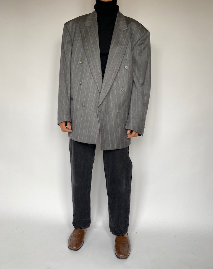 VINTAGE STRIPED DOUBLE BREASTED BLAZER 1950