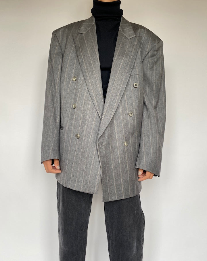 VINTAGE STRIPED DOUBLE BREASTED BLAZER 1950