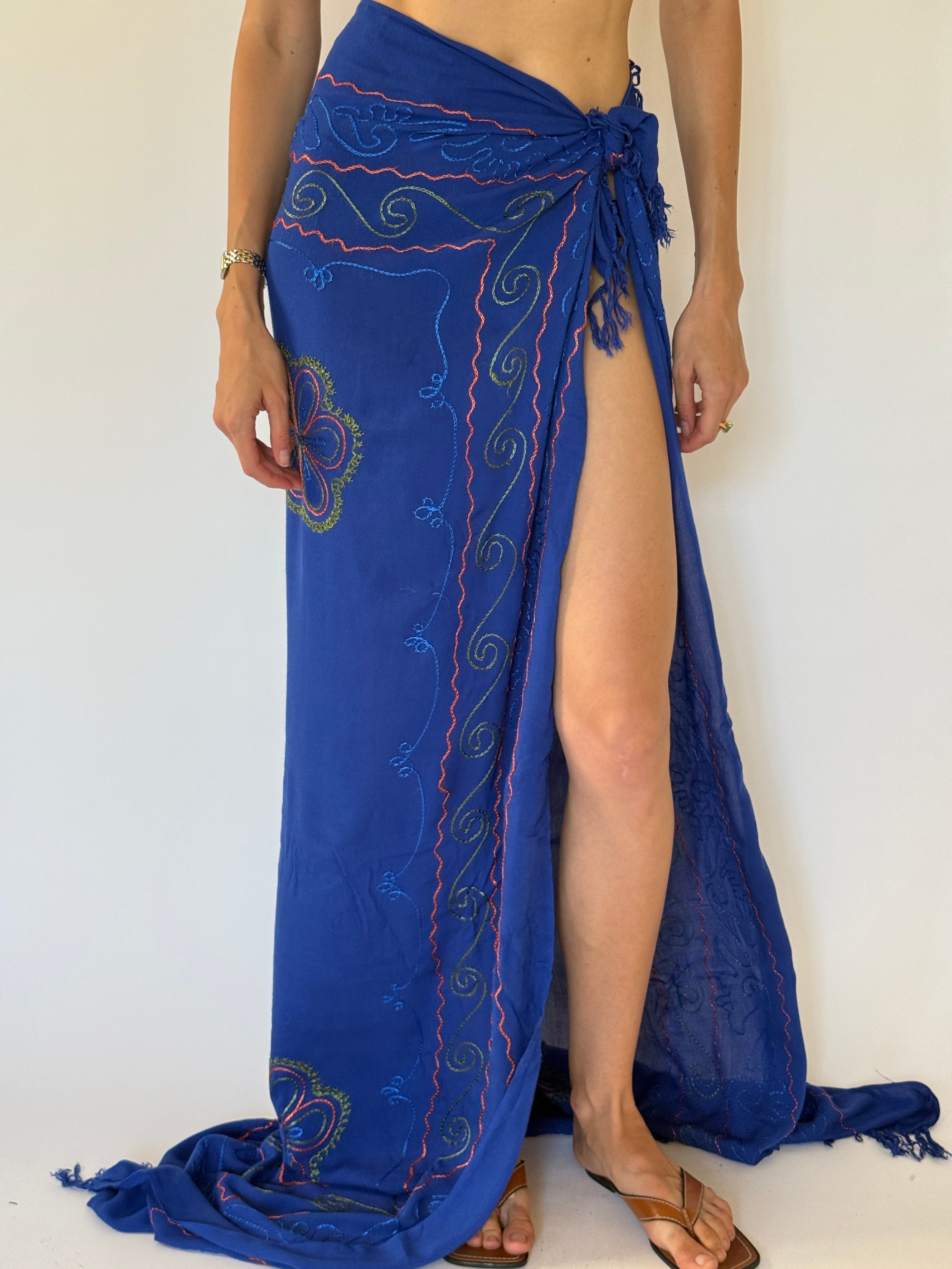 Vintage embroidered sarong wrapped as a skirt
