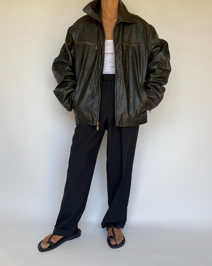 VINTAGE BROWN FAUX LEATHER JACKET 3139