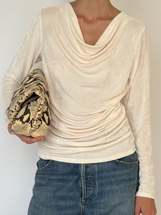 Vintage Draped Top Ivory 6507
