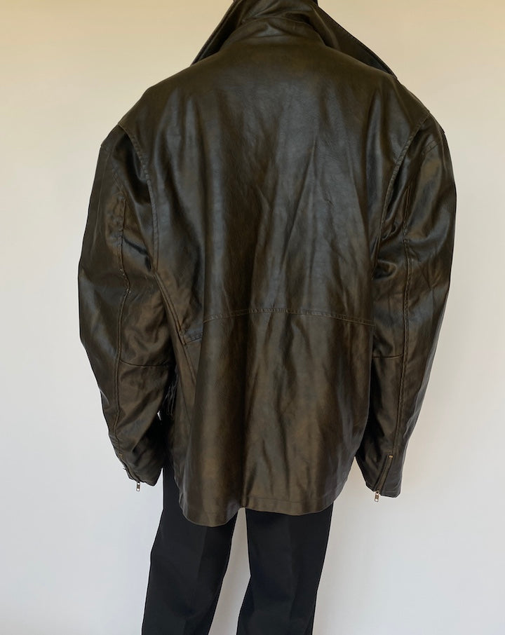 VINTAGE BROWN FAUX LEATHER JACKET 3139