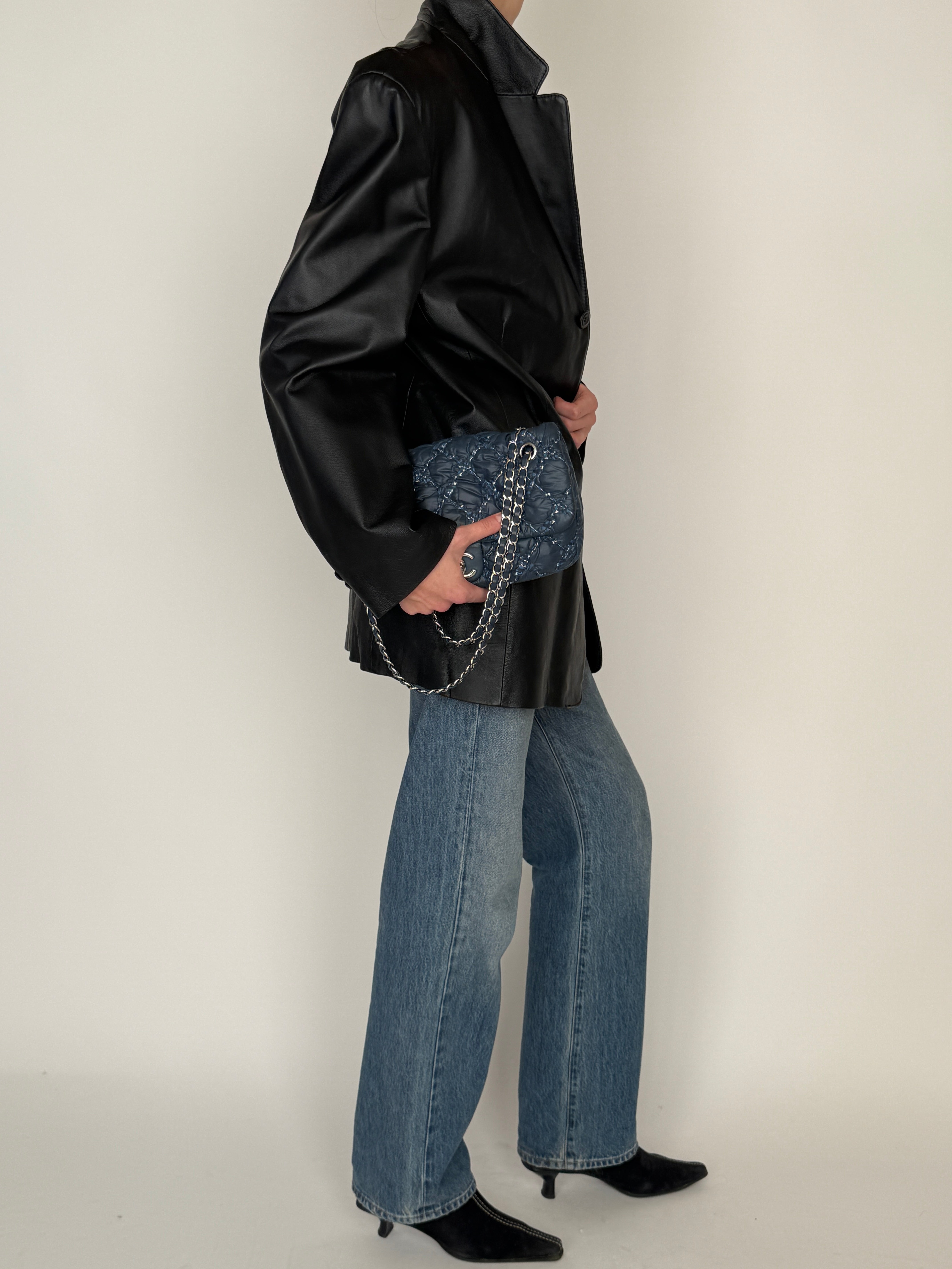 Vintage leather blazer black side view