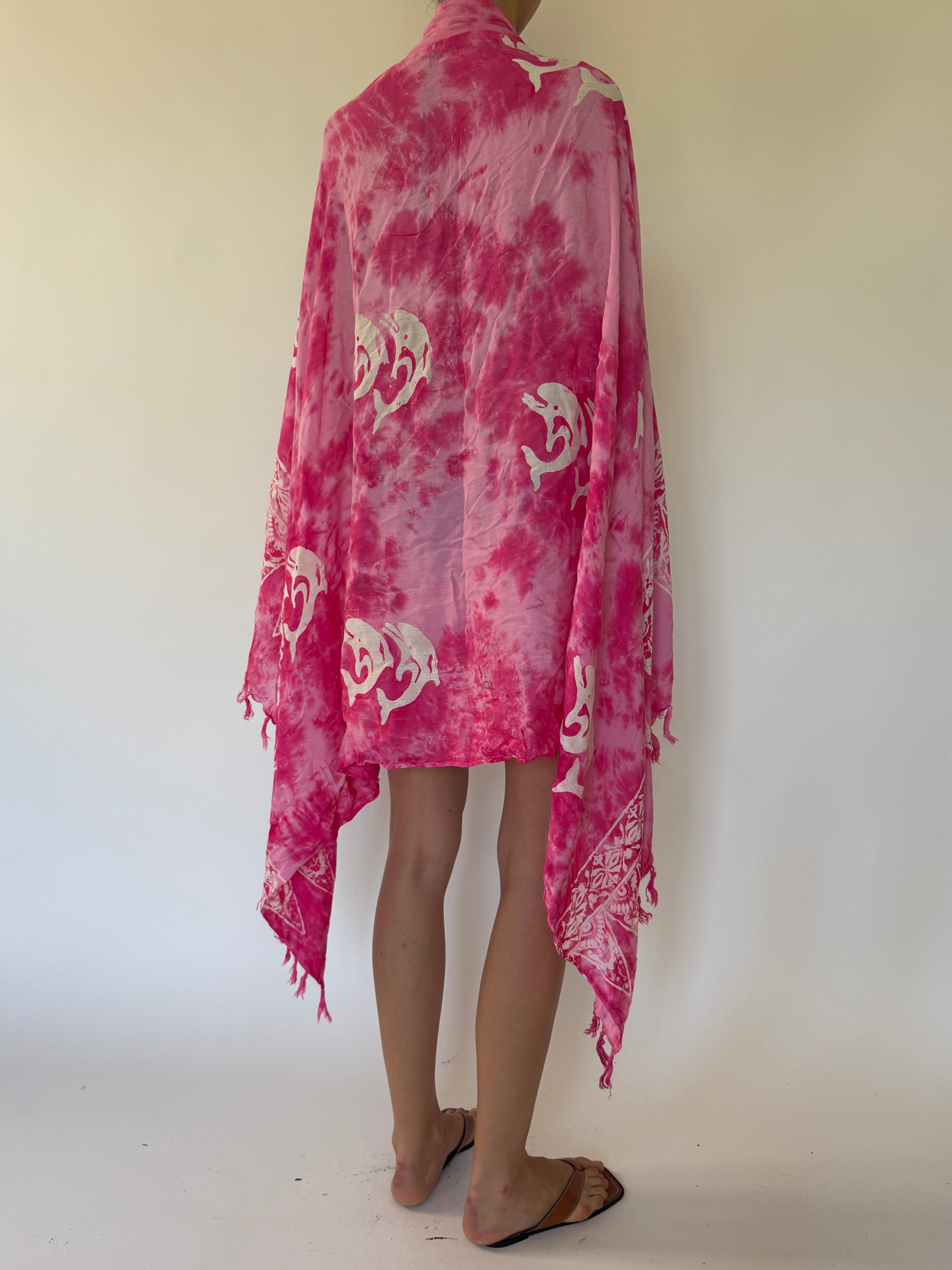 Vintage pink tie-dye swim cover up back view