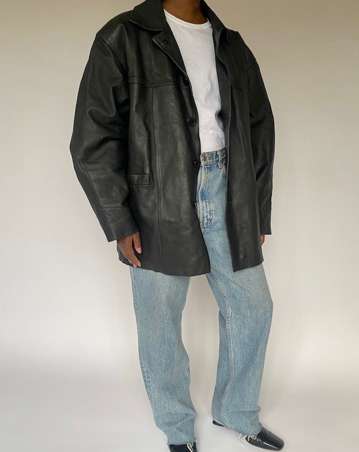 VINTAGE BLACK LEATHER JACKET 4862